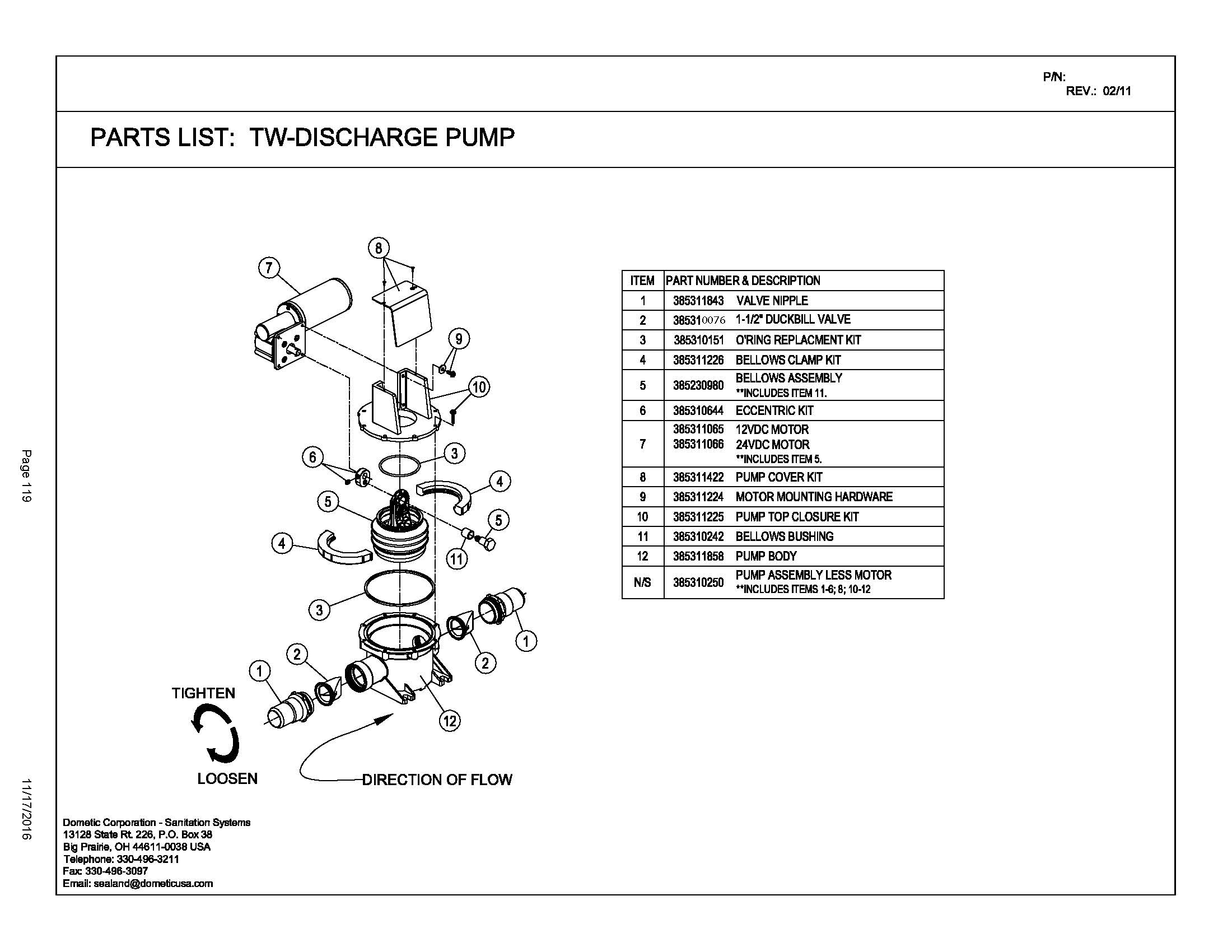 Sealand Dometic T Pump Spare Parts